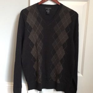 Banana Republic Brown V Neck Argyle Sweater